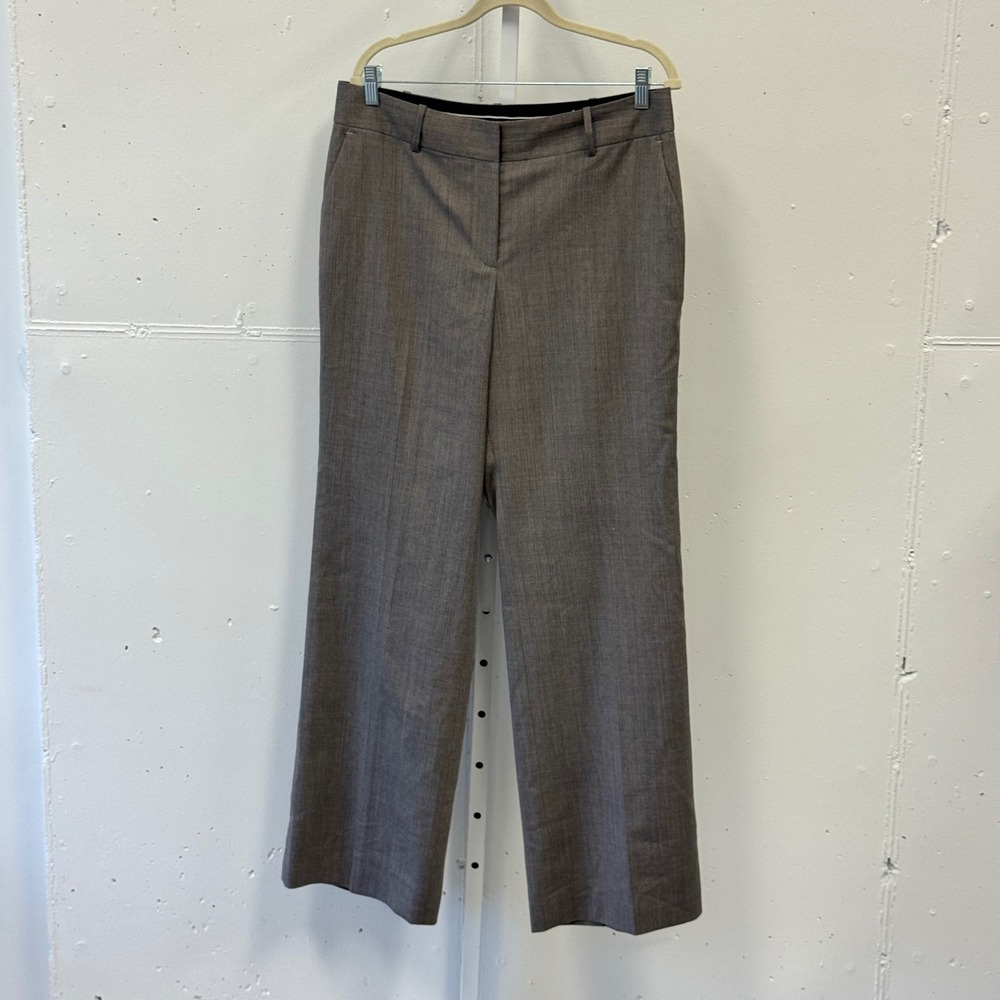 Ann Taylor Gray Herringbone Wide Leg Wool Blend Dress Pants Trousers Womens 12